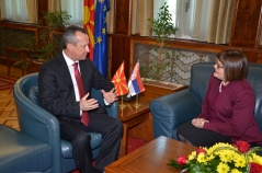 12 February 2014 National Assembly Speaker Maja Gojkovic in meeting with the President of the Macedonian Assembly Trajko Veljanoski 
